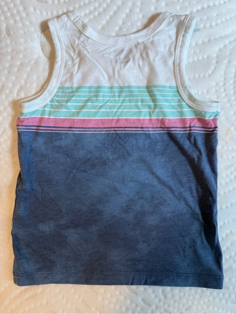 OshKosh B'gosh White, Mint & Blue Striped Tank Top with Pocket
